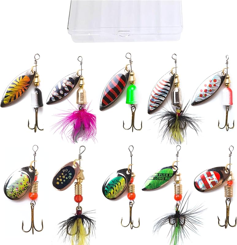 KINGFOREST Hard Metal Spinnerbait Kit for Bass, Trout, Salmon & Walley