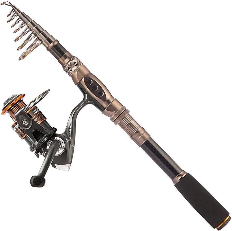 PLUSINNO Carbon Fiber Telescopic Fishing Pole Reel Combo Kit for Saltw