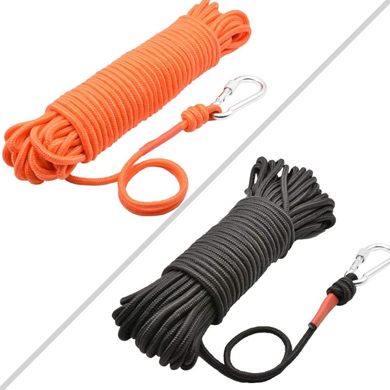 High-Strength 65ft Magnet Fishing Rope with Hooks, 8mm Nylon Cord for 