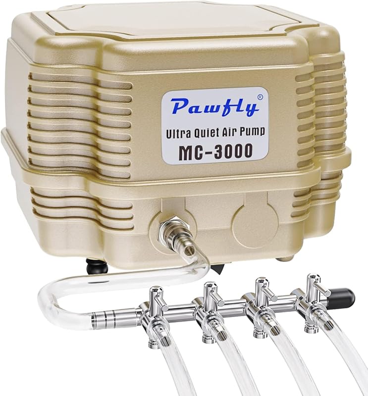 Pawfly 254 GPH Quiet Aquarium Air Pump with Multi-Port Flow Control fo