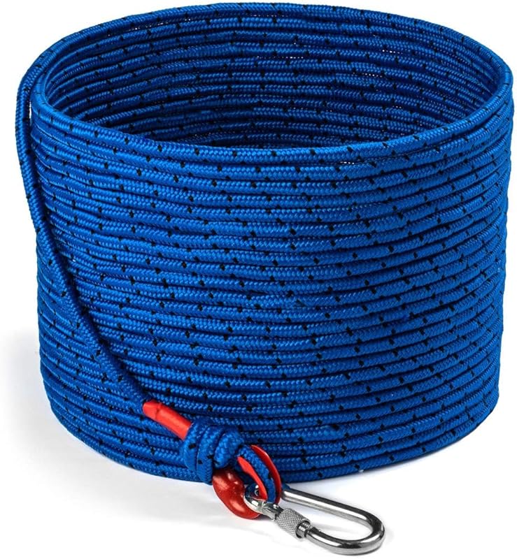 Loreso 65ft Heavy Duty Magnet Fishing Rope with Carabiner – 1200lb Str