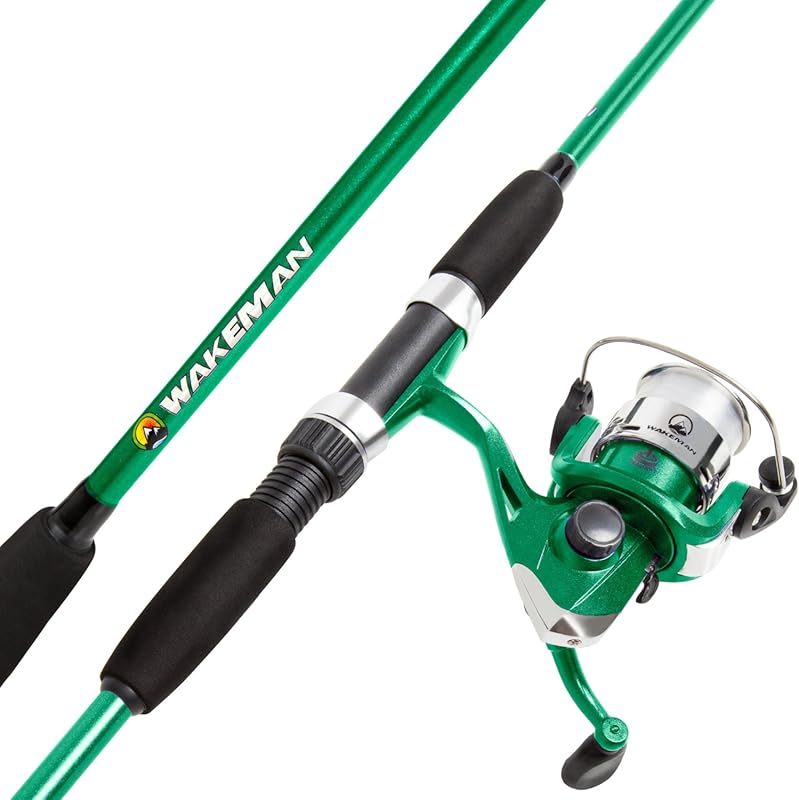 Wakeman 65-Inch 2-Piece Fiberglass Medium Action Spinning Rod Reel Lak