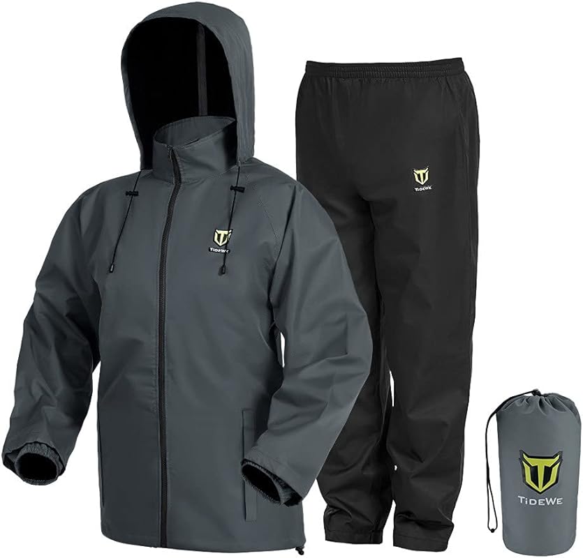 TIDEWE Lightweight Waterproof Breathable 2-Piece Rain Suit for Outdoor