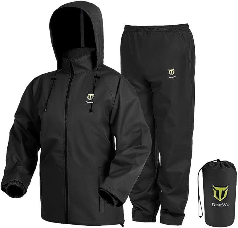 TIDEWE 2-Piece Lightweight Waterproof Breathable Rain Suit for Men & W