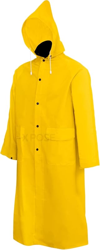 Xpose Safety 48in PVC Yellow Heavy Duty Raincoat with Detachable Hood