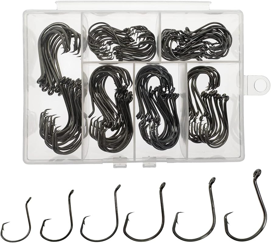 160PCS High Carbon Steel Circle Hooks for Catfish, Bass in Portable Bo