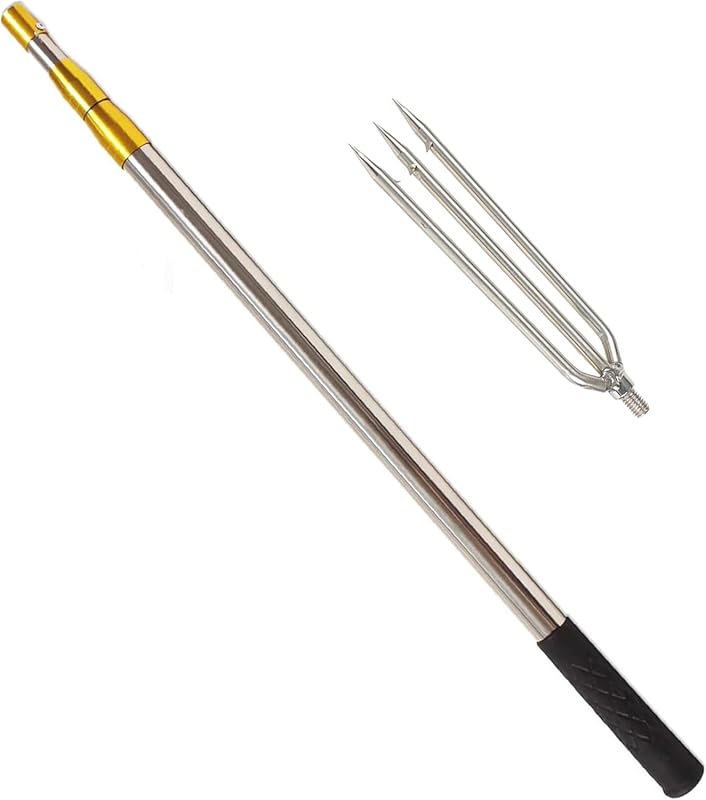 Telescopic Fish Gaff 6.2ft with 3-Teeth Stainless Steel Hook, 8mm Scre