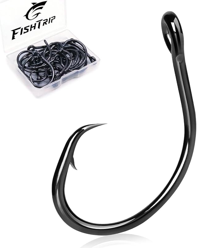 25pcs Strong Saltwater Circle Hooks for Bass, Catfish & Tuna
