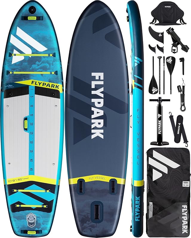 Flypark 10’8/11’ Extra Wide Fishing & Family Inflatable SUP, 430lb Cap