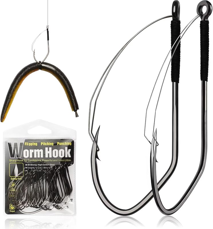 Dovesun Weedless Wacky Rig Hooks for Bass, Texas Rig Gear, Professiona