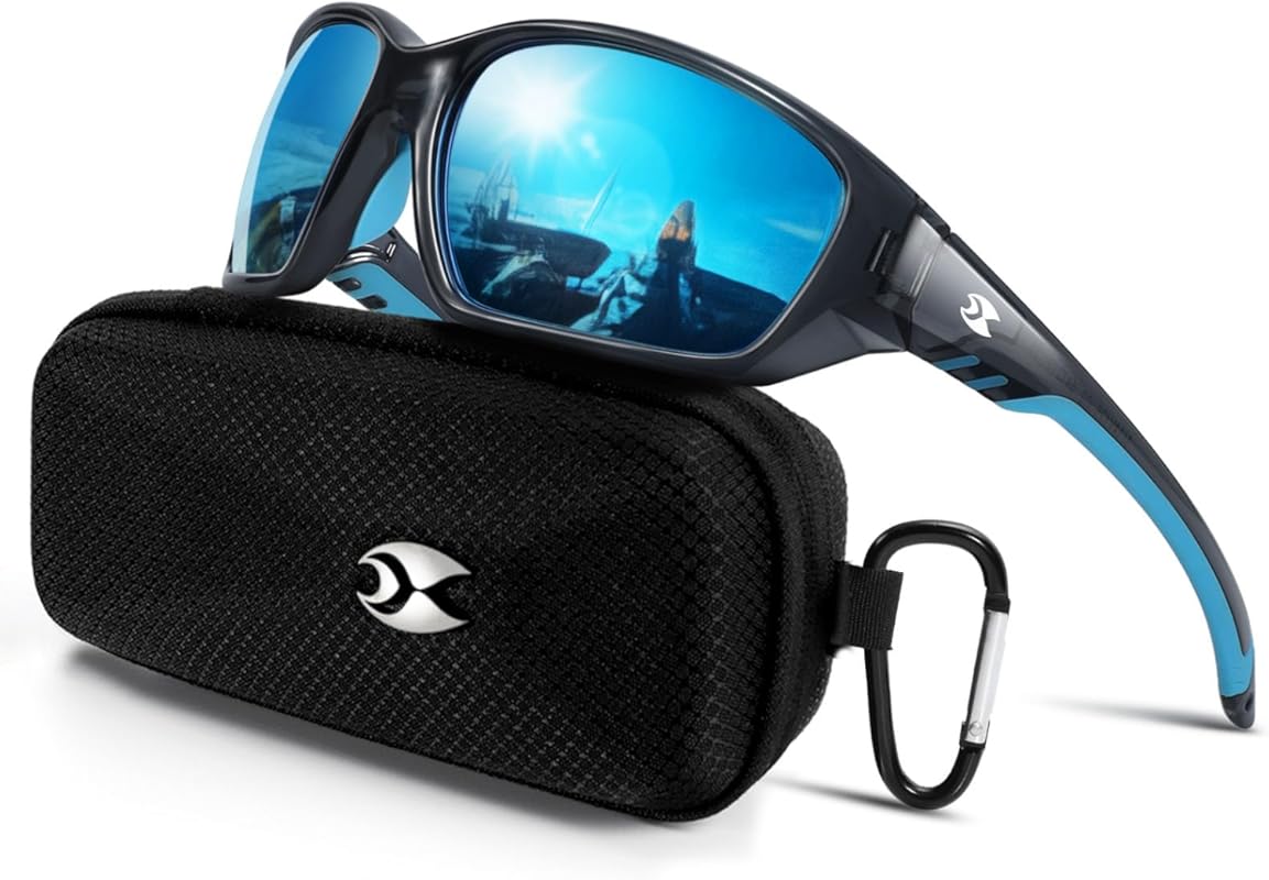 suoso Sports Polarized Sunglasses for Men Women, Wrap-Around TR90 Gogg