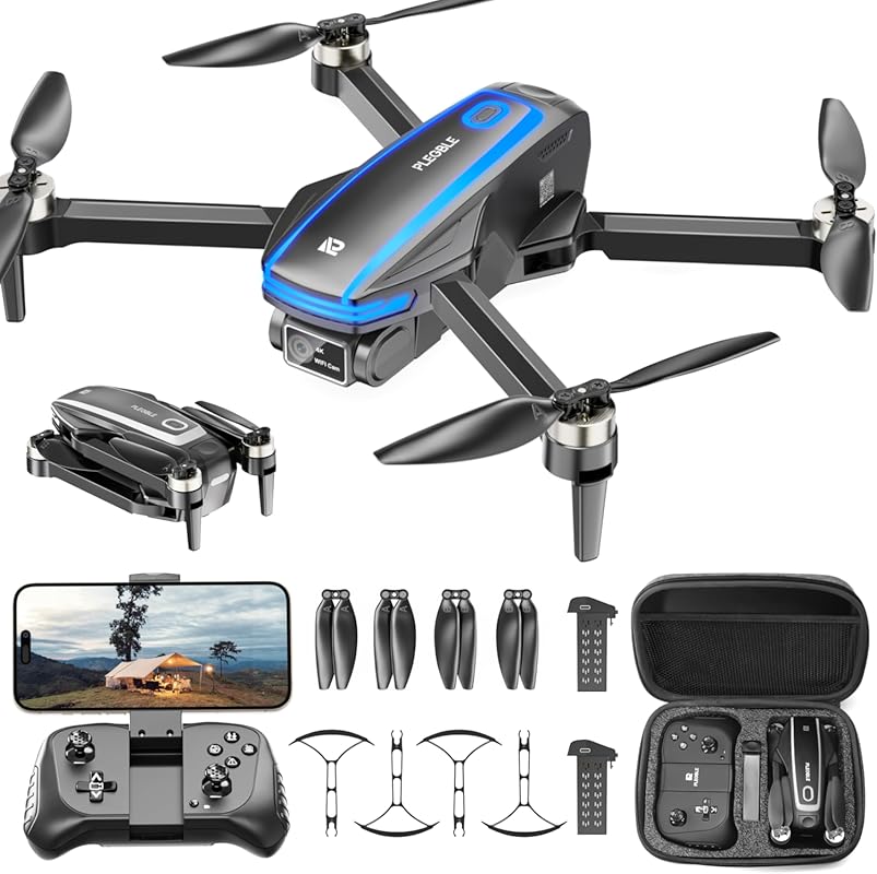 4K Brushless FPV Foldable Drone with Camera, Voice Control, 2 Batterie