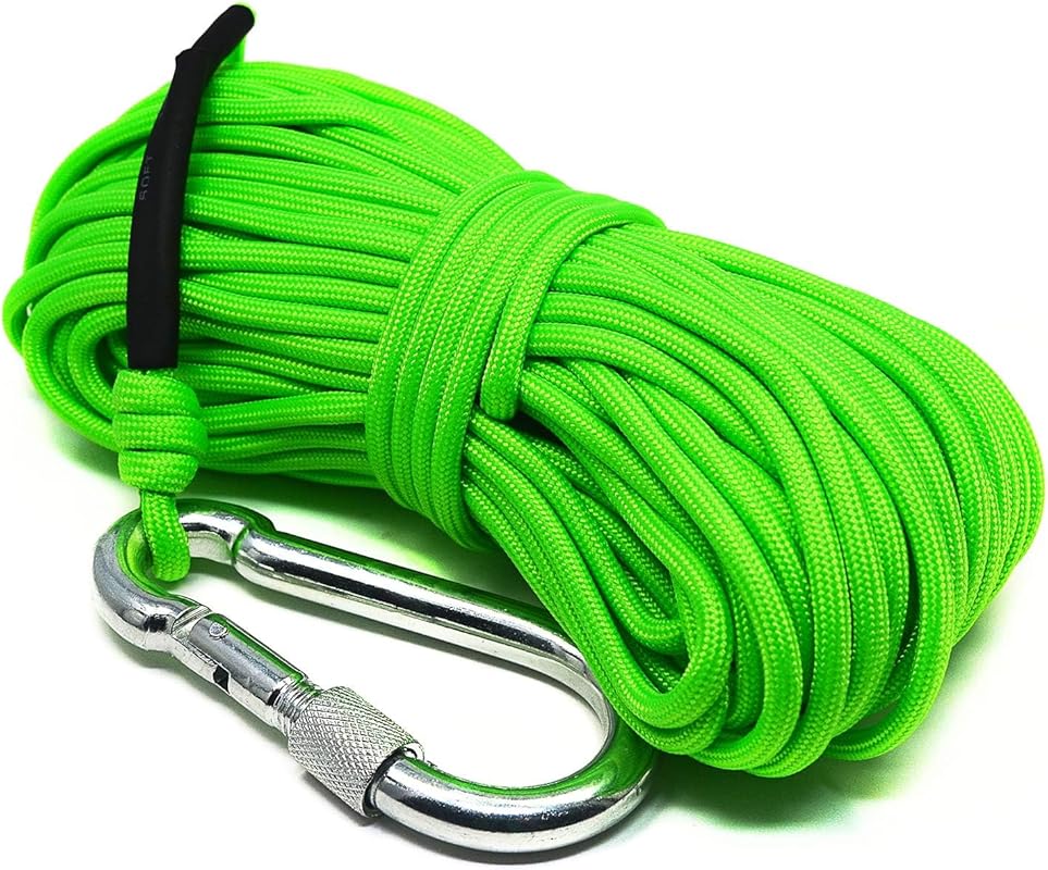 CMS MAGNETICS Green 50ft Magnet Fishing Rope with Carabiner – 750lb Te