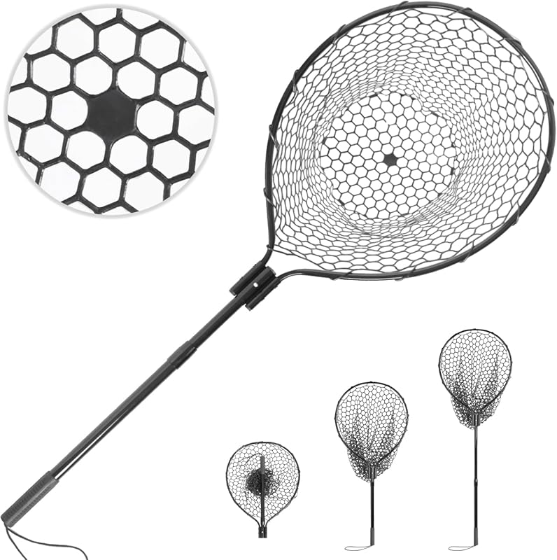 High Strength Rubber Coated Landing Net with Telescoping Handle for Bo