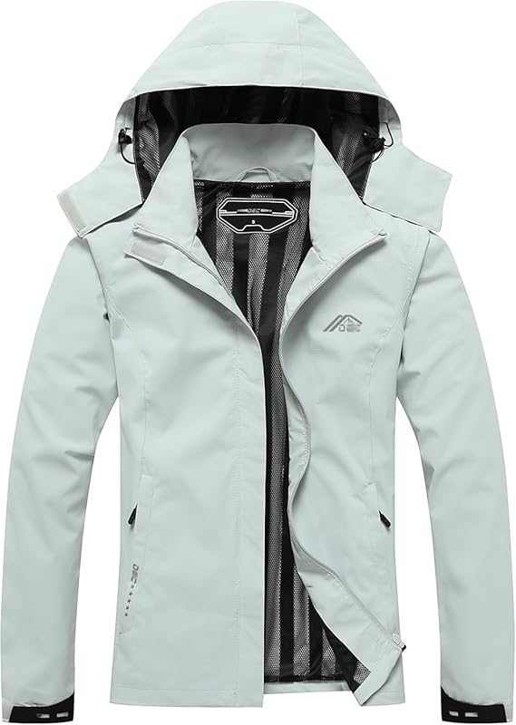 DECKTIN Women's Lightweight Waterproof Detachable-Hood Raincoat for Ou