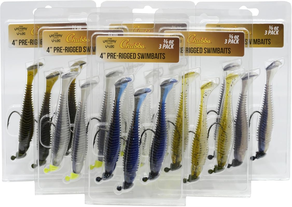 Chubbs Lures Pre-Rigged 3-4 inch Swimbait Kit with 6 Packs (18-24 Lure