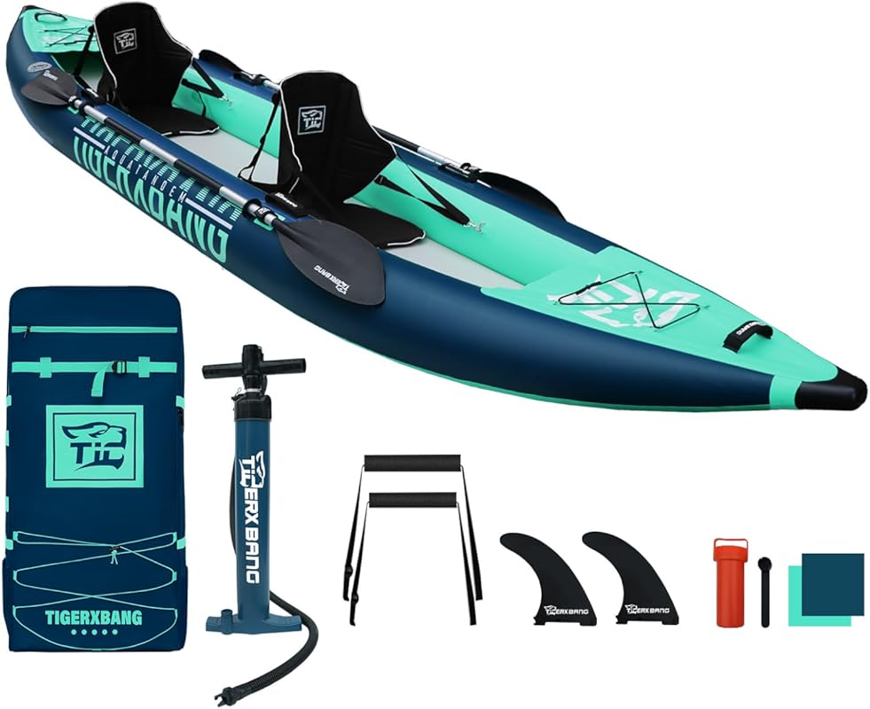 TIGERXBANG 13.8' Inflatable 2 Person Touring Kayak with Removable Seat