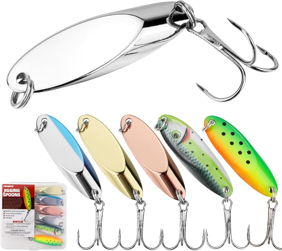 Premium 6-Pack Jigging Spoon Lure Set for Saltwater & Freshwater Bass,