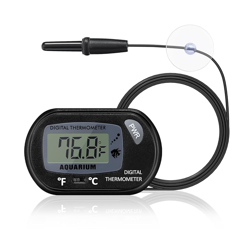 DaToo Digital Aquarium Thermometer with Large LCD, Fahrenheit/Celsius,