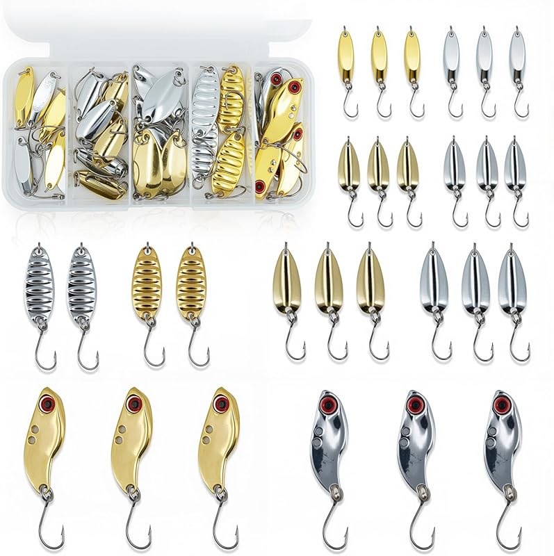 28pcs Metal Spoon Lures Set with Hooks – Trout, Salmon & Bass Ice Fish
