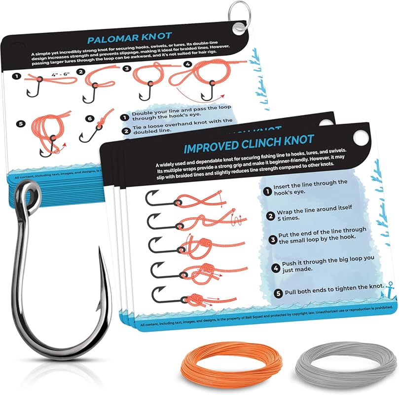 Waterproof Fishing Knot Guide Card: 20 Essential Knots in Compact 2.5