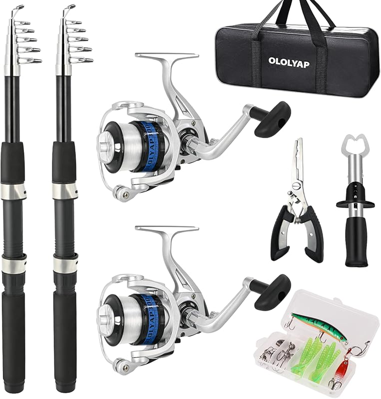 6.9ft 2-Piece Telescopic Fishing Rod Reel Combo Kit Pliers Gripper for
