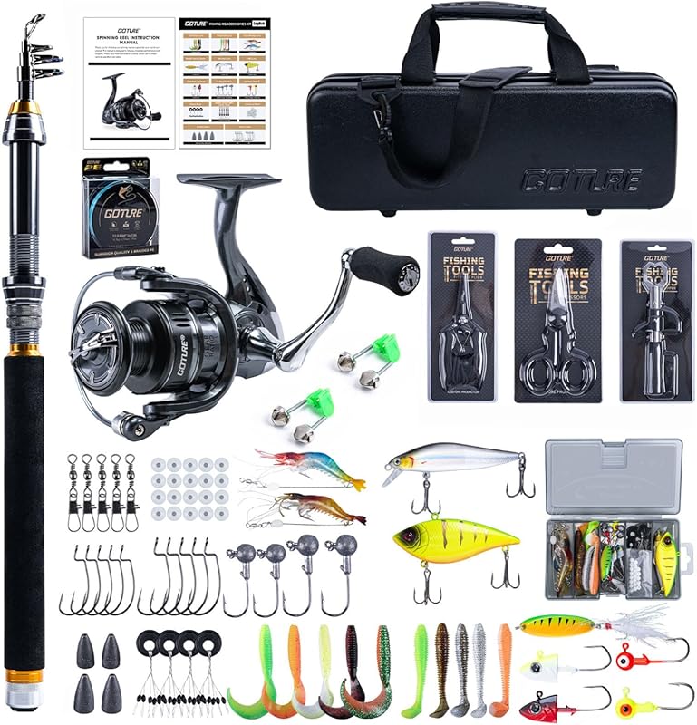 Goture Telescopic Fishing Rod and Reel Combo Kit with Hard Case for Sa