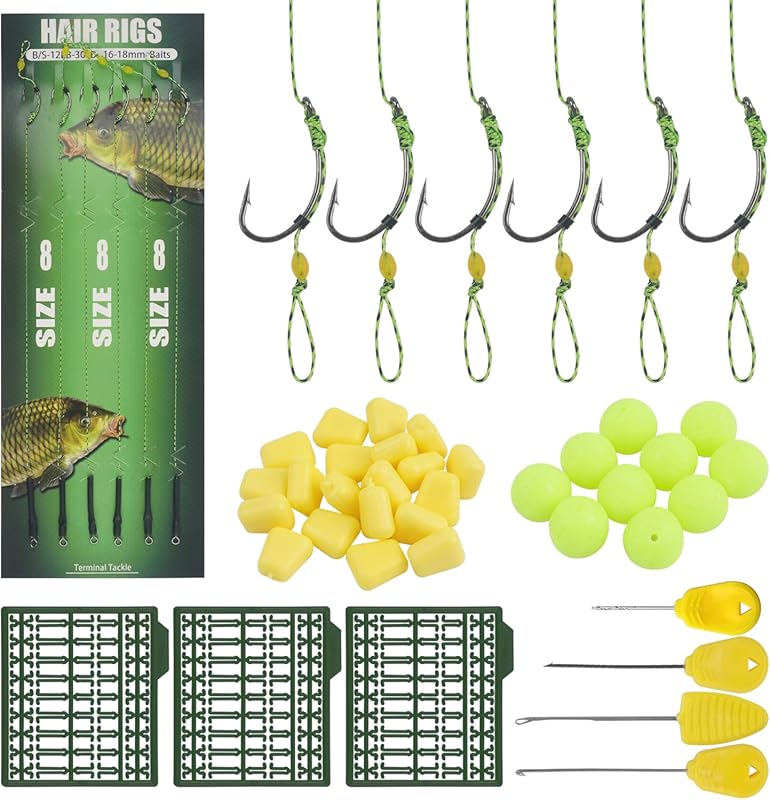 Carp Fishing Hair Rigs Kit – 43/152pcs with Corn Beads, Boilie Stops &