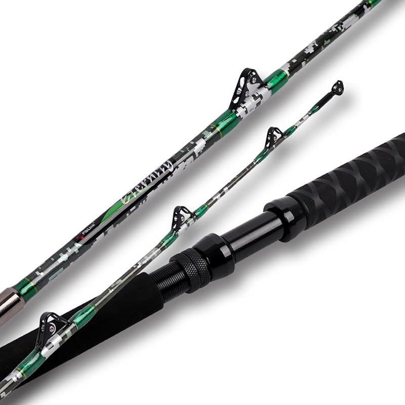 Fiblink 2-Piece Trolling Saltwater Roller Rod, Portable Big Game Rod (