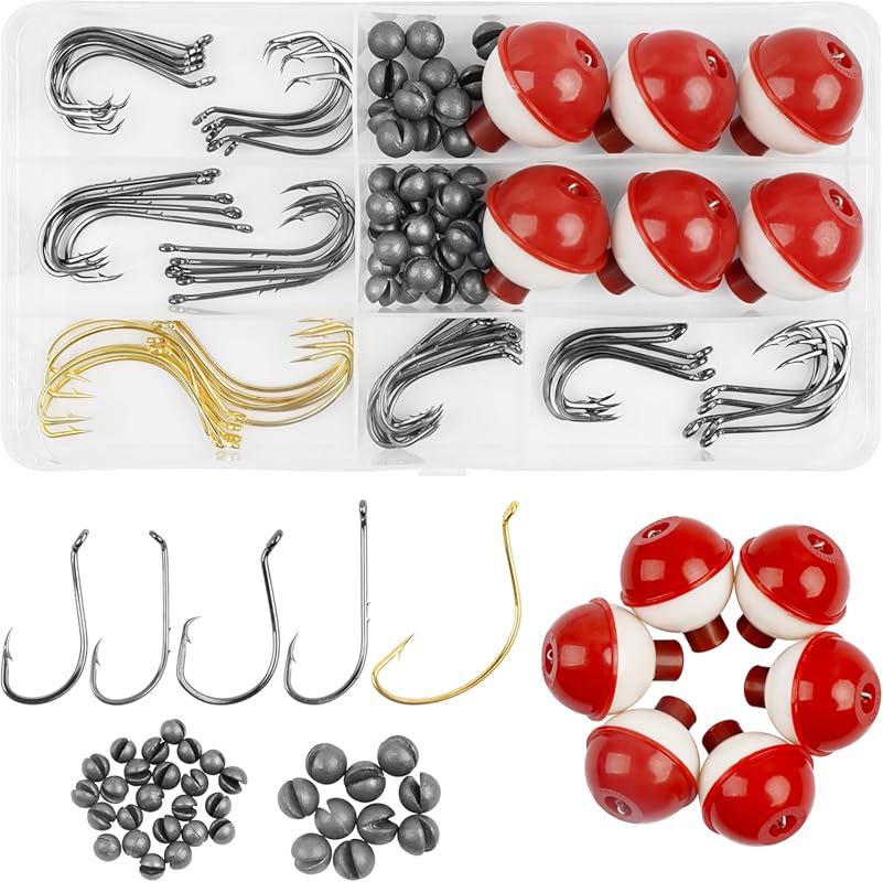 Complete 90pc Beginner Fishing Kit with Hooks, Bobbers & Tackle Box fo