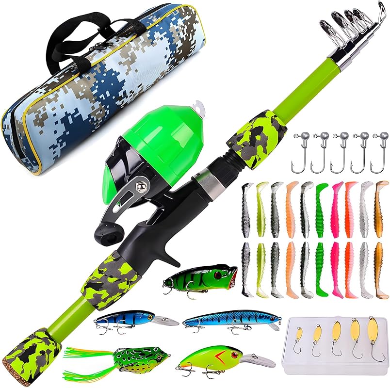 Portable Telescopic Fishing Rod and Closed Face Reel Combo with Carrie