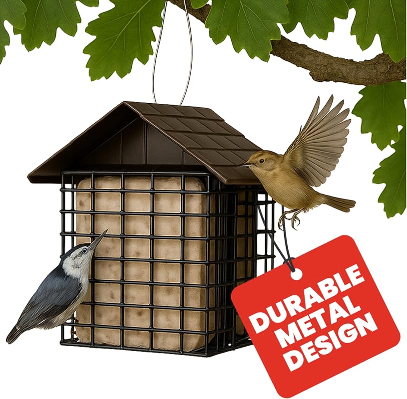 More Birds Double Suet Cake Feeder with Weather Guard, Steel Construct