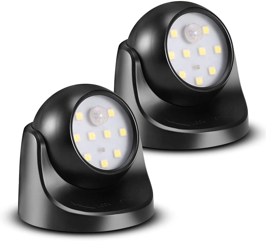 2 Pack Battery Motion Sensor Outdoor Wall Lights, 6000K Cool White LED