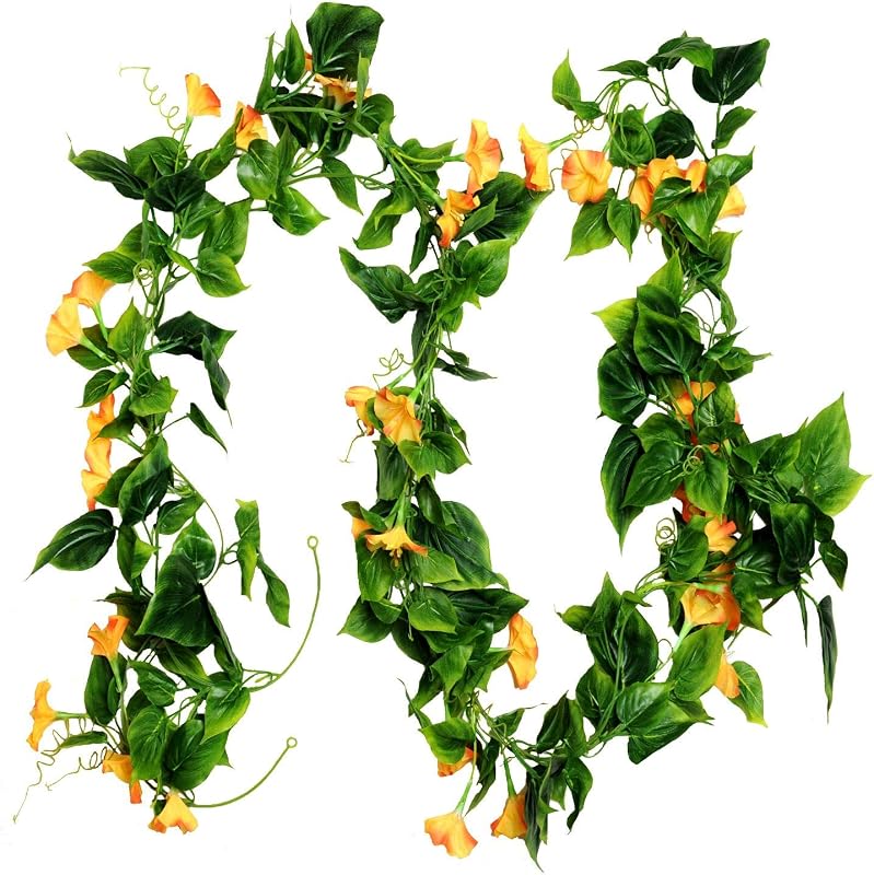 AirSun Artificial Morning Glory Flower Vines, 2pcs 15Feet Hanging Plan