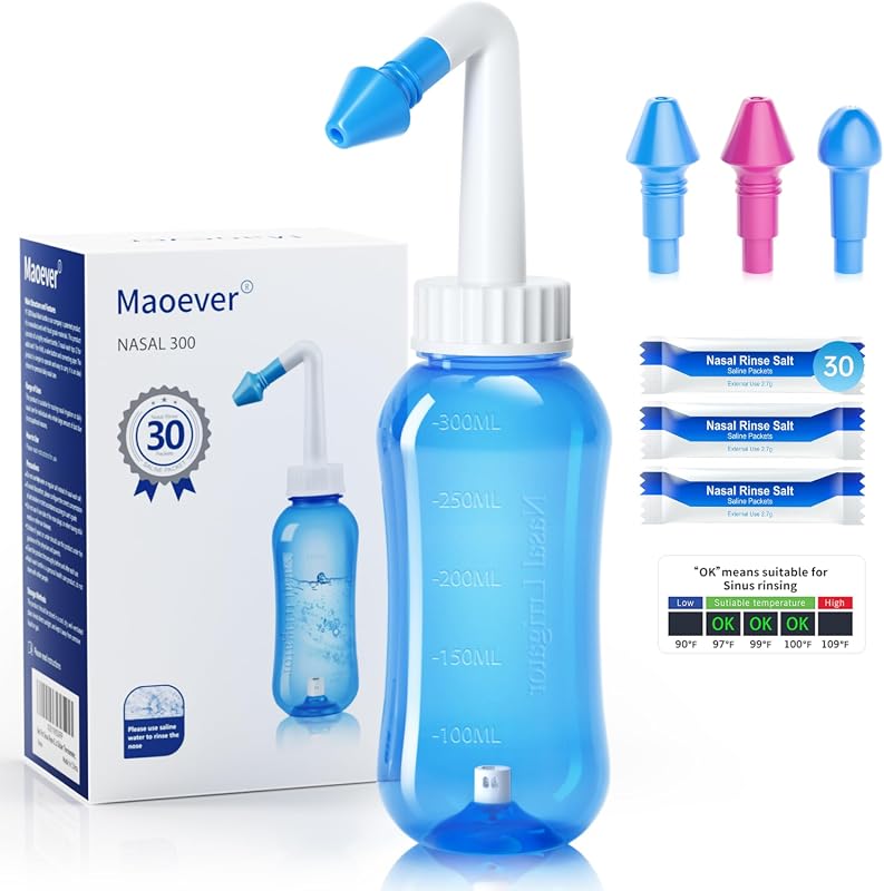 MAOEVER Blue Nose Wash Cleaner with 300 ML Tank and 30 Salt Packets fo