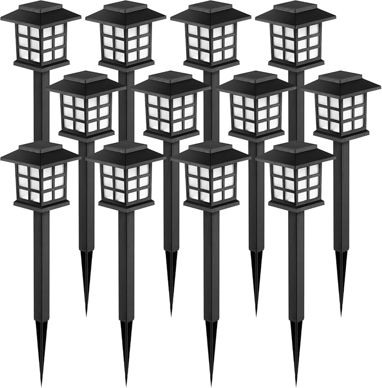 GIGALUMI Solar Outdoor Walkway Lights, 12 Pack LED, Waterproof for Gar