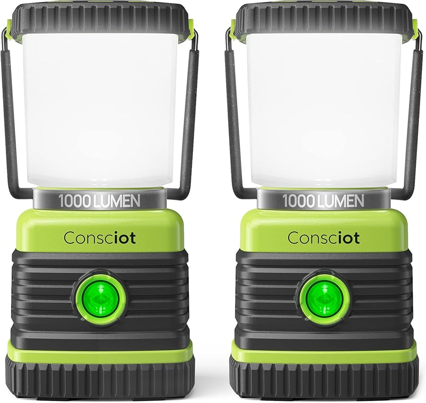 Consciot 1000LM LED Camping Lantern, Battery Powered, 4 Light Modes, I