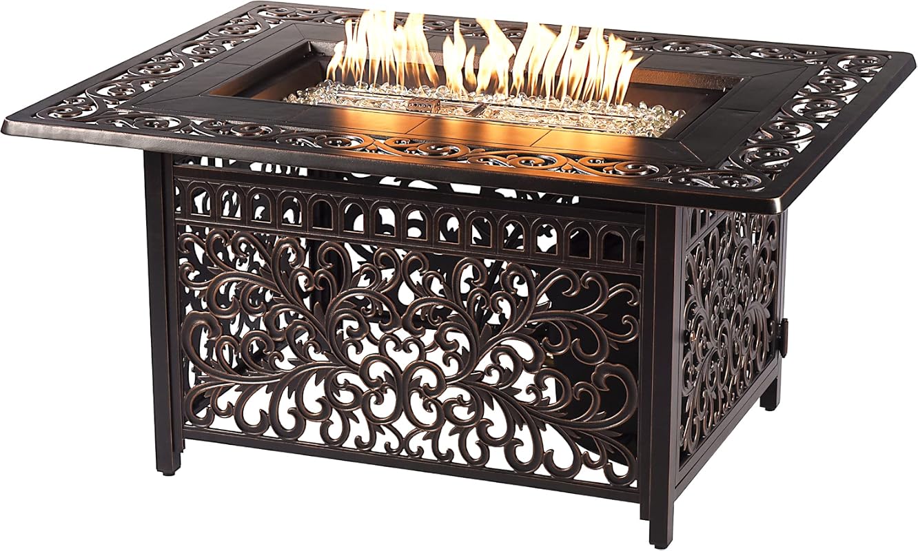 Oakland Living 48x36 Inch Aluminum Propane Fire Pit Table, 57,000 BTU 