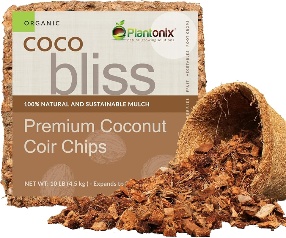 10lbs Organic Coconut Coco Coir Husk Chips for Potting Soil, Garden & 