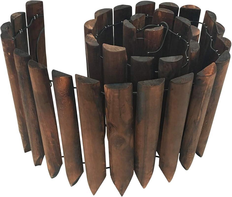 Worth Garden Flexible Wooden Lawn Edging, Burnt Wood Finish, No-Dig La