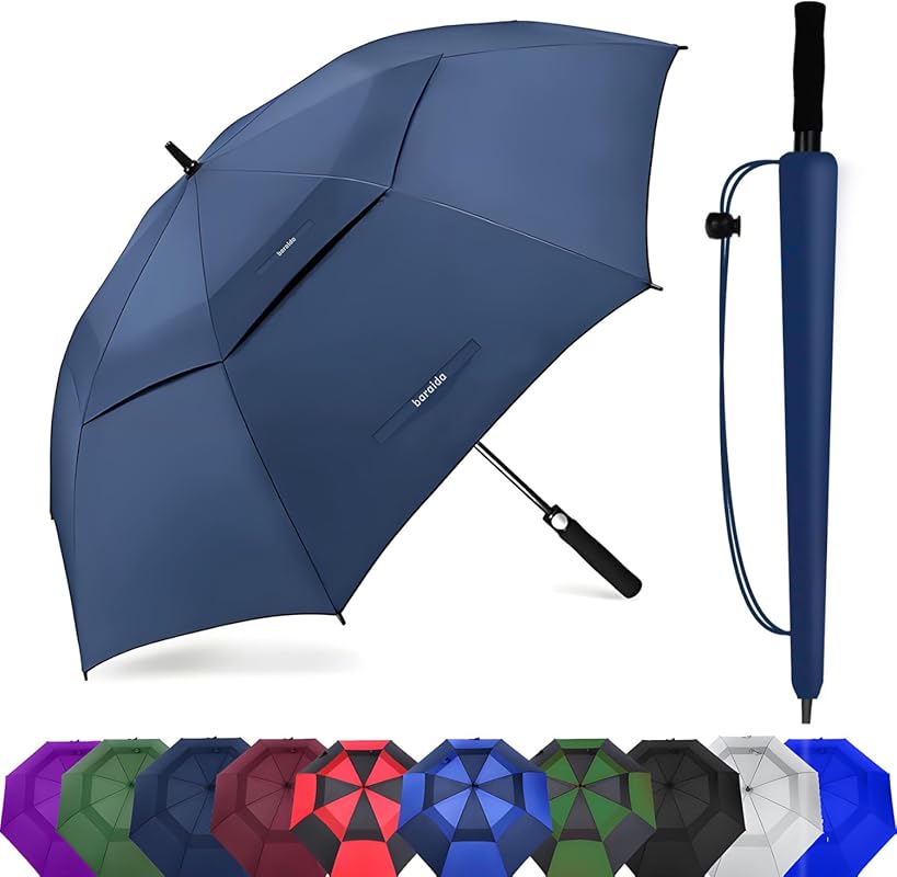 Large Golf Umbrella: Automatic Open, Oversize Double Canopy, Vented, W