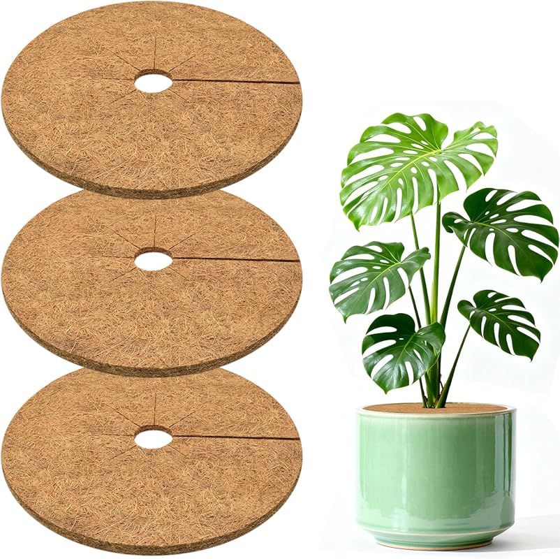ZeeDix 14 Inch 3 Pack Natural Coco Coir Tree Mulch Rings, Plant Protec