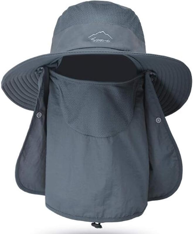 UV Sun Protection Wide Brim Fishing Hat for Men Women with Face Cover 