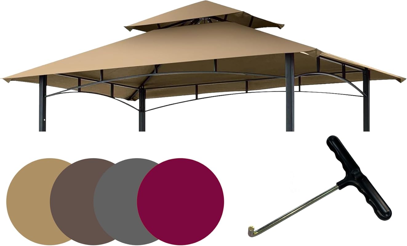EasyLee 8x5 Waterproof Grill Gazebo Canopy Replacement Top with T-Hook