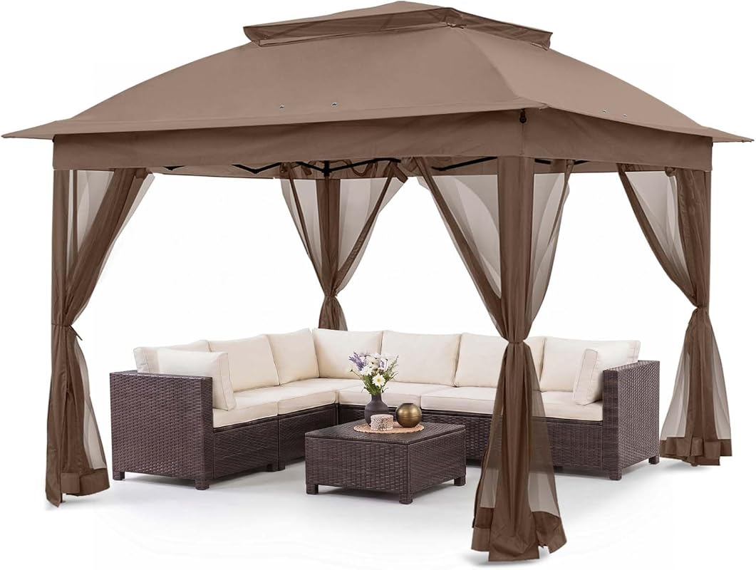 COOS BAY 11x11 Pop Up Gazebo with Mesh Netting, Water Resistant Outdoo