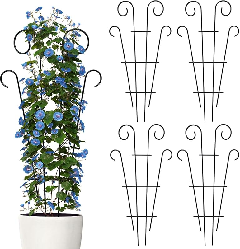 Thealyn 4 Pack 23 Inch Metal Wave Plant Trellis for Potted Indoor Outd