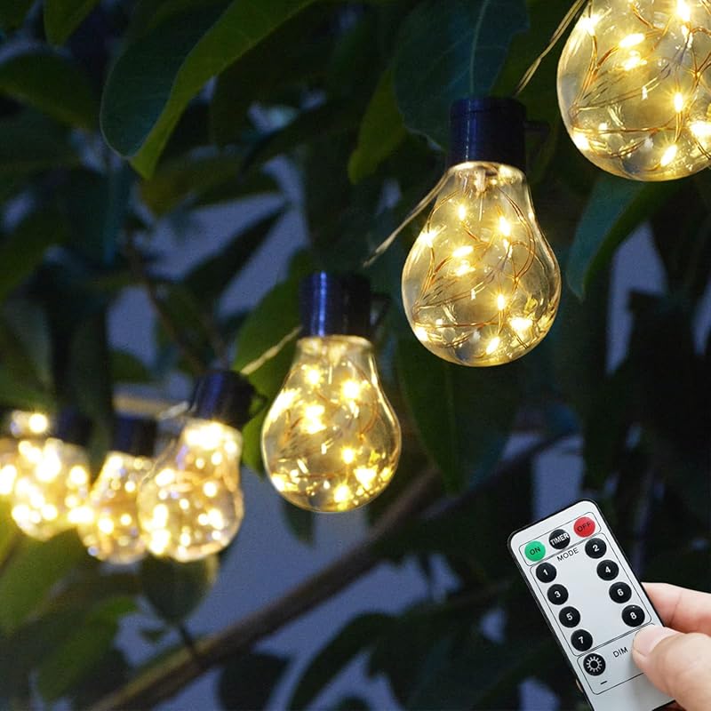 14ft 20 Bulb 100 LED Battery Operated String Lights, Vintage Outdoor I