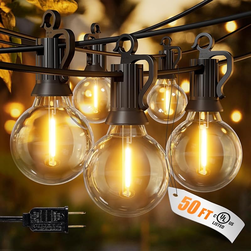 Brightown 50FT Outdoor String Lights, 25 G40 Shatterproof Globe LED Pa