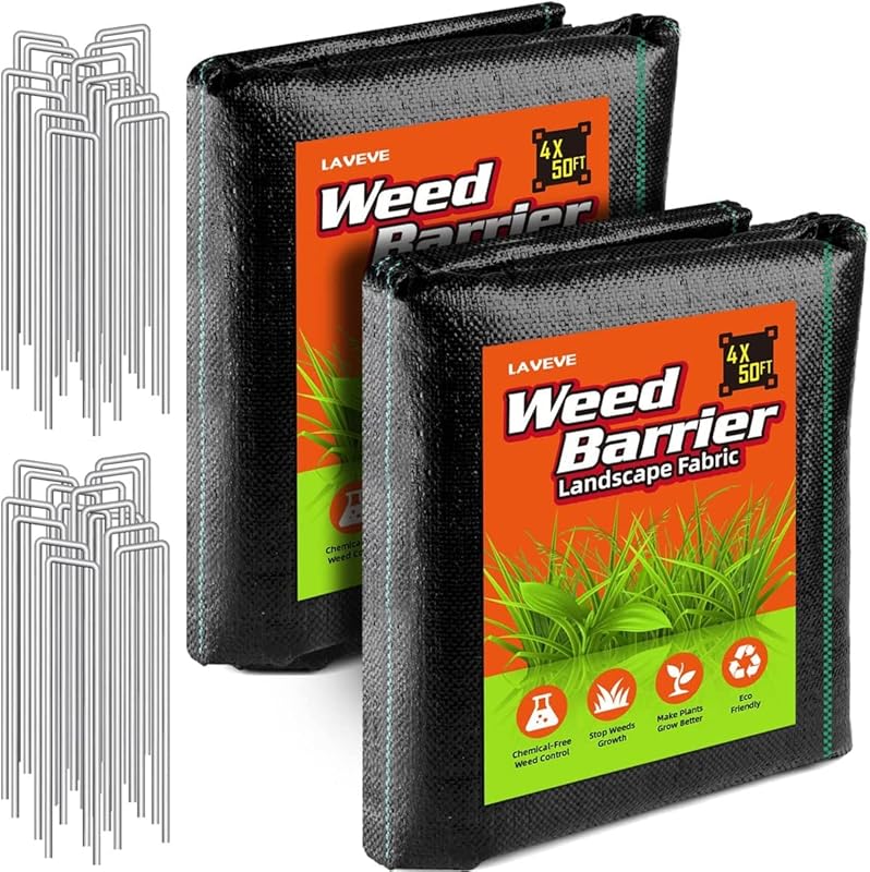 LAVEVE 4x100ft Premium Heavy Duty Weed Barrier Landscape Fabric, 3.2oz