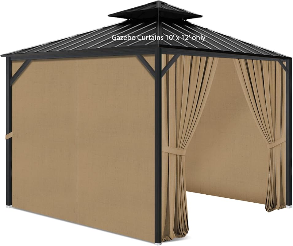 Gazebo Privacy Curtains 4-Panel Side Wall Universal Replacement with Z